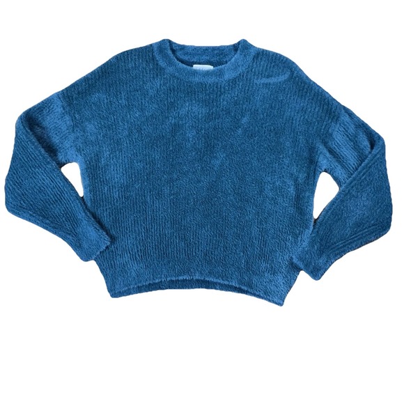 Abercrombie & Fitch Sweaters - Abercrombie Fitch Soft Teal Alpaca Blend Fuzzy Cropped‎ Crewneck Sweater M